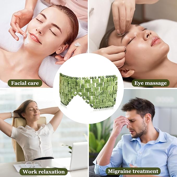 Jade Eye Mask Natural Green Jade Facial Maks for Relive Eliminate Puffiness-GlimoraGlow