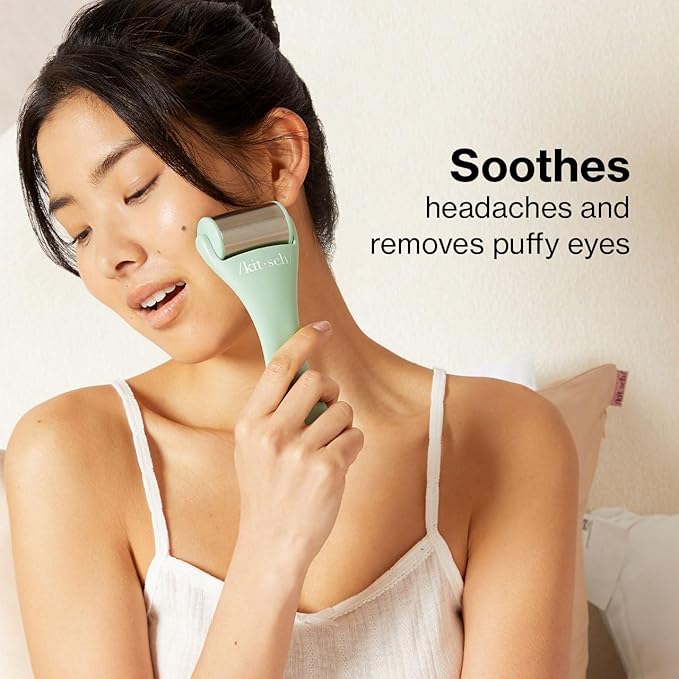 Kitsch Ice Roller for Face – Stainless Steel Face Ice Roller to Reduce Puffiness, Redness & Headaches – Cooling Facial Roller for Skin Care, Irritation Relief & Spa-Like Experience at Home - Mint-GlimoraGlow