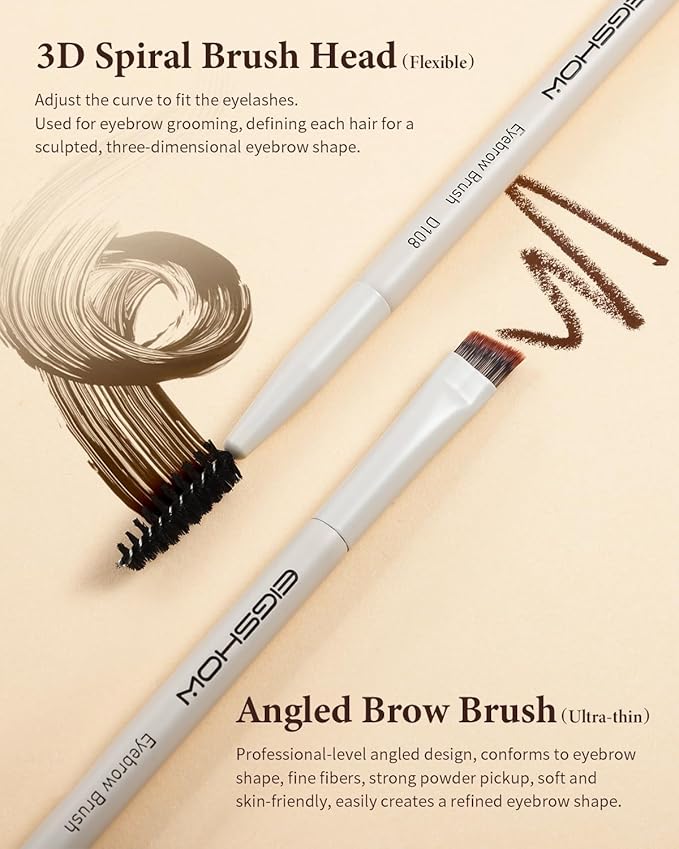 Eyebrow Brush, Dual-ended Angled Eyebrow Brush for Brows or Lashes D108 - Black-GlimoraGlow