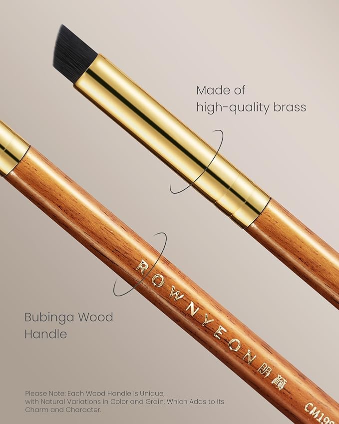 Desert Oak Series VelvetSlant Lip Artist - 45° Slanted Lip Brush for Gradient & Feathered Lips, Ultra-Soft Vegan Nylon, Bubinga Wood Handle (CM 198)-GlimoraGlow