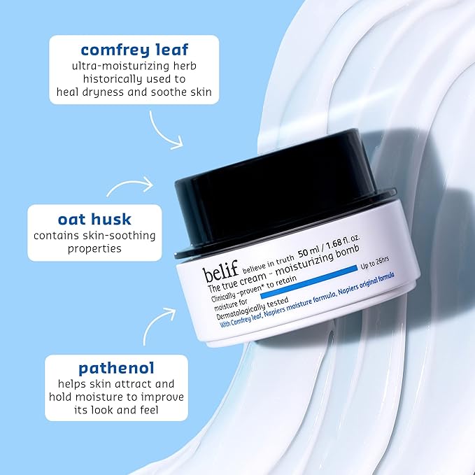 belif The True Cream Moisturizing Bomb with Oak Husk and Vitamin B | Moisturizer | Good for Dry Skin, Dryness Dullness, and Uneven Texture |For Normal, Dry Skin Types-GlimoraGlow