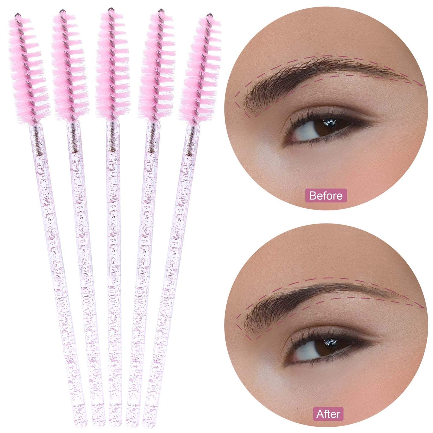 Tbestmax 2000 Disposable Mascara Wands Eyelash Brush Spoolies for Eyebrow Eye Lash Extension Pink-GlimoraGlow
