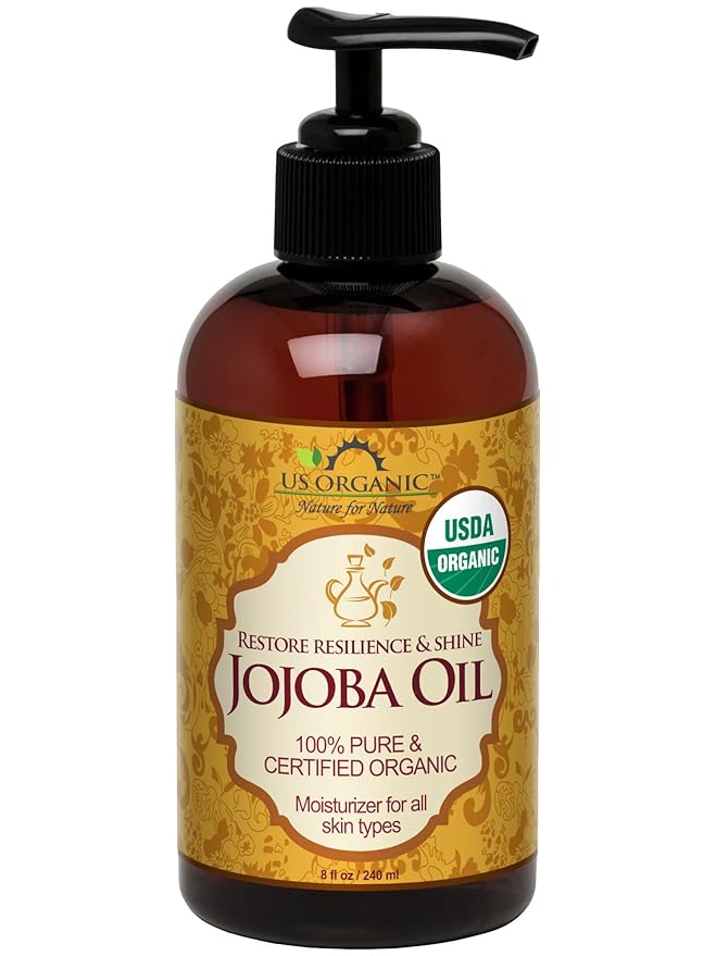 US Organic Jojoba Oil, USDA Certified Organic,100% Pure & Natural, Cold Pressed Virgin, Unrefined, Haxane Free, Sourced from Middle East directly (Large (8oz, 240ml))-GlimoraGlow