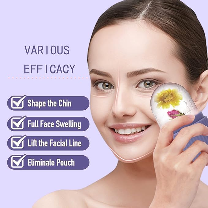XHJRI Ice Face Roller Massager,Ice Cube Roller for Face, Eyes and Neck Naturally Conditioning and Skin Care,De-Puff Eye Bags,Reduce Migraine Pain,Reusable Massage Silicone Ice Mold (Purple)-GlimoraGlow