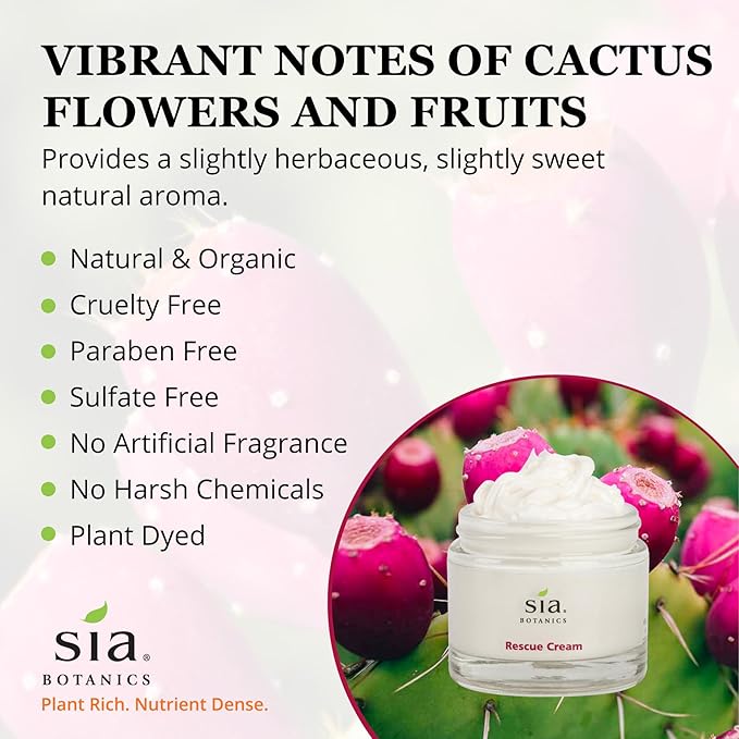 Rescue Face Cream (65g/2.3oz Glass Jar) | Facial Moisturizer w/Prickly Pear Cactus, Aloe Vera, Green Tea Extract | Natural, Clean, Botanical Skincare for Women-GlimoraGlow