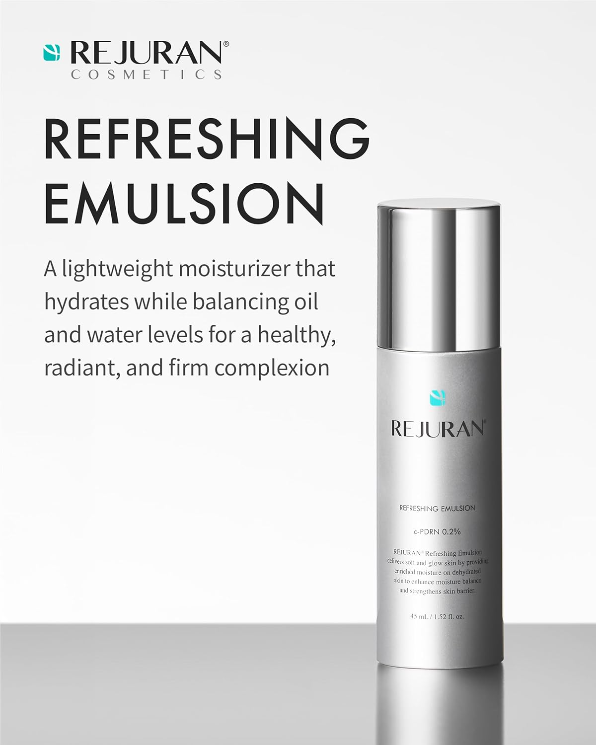 REJURAN® Refreshing Emulsion, c-PDRN® - Salmon DNA Facial Moisturizer for Deep Hydration, Radiance-Boosting, Firmness, Skin Elasticity, and Optimal Moisture Balance. Korean Skincare (1.52 fl oz)-GlimoraGlow