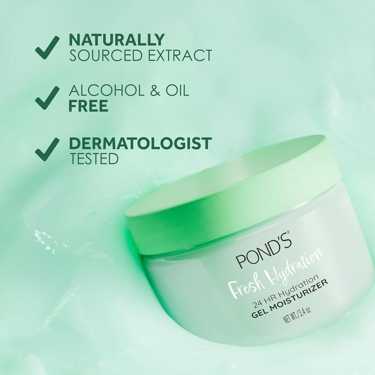 POND'S Aloe Extract & Vitamin B3 Gel Face Moisturizer For Fresh and Luminous Skin, 3.4 oz-GlimoraGlow