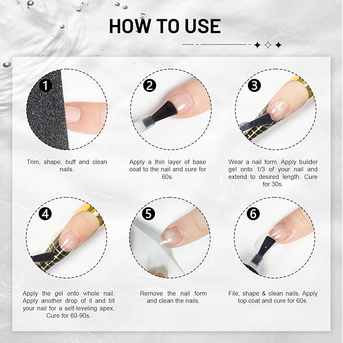 JODSONE 2Pcs 10ml Builder Gel Set, Clear Gel Nail Strengthener for Thickening, Nail Extension, Apex Building, Repairing Broken Nails, Long Lasting DIY Nail Art Gift for Women-GlimoraGlow