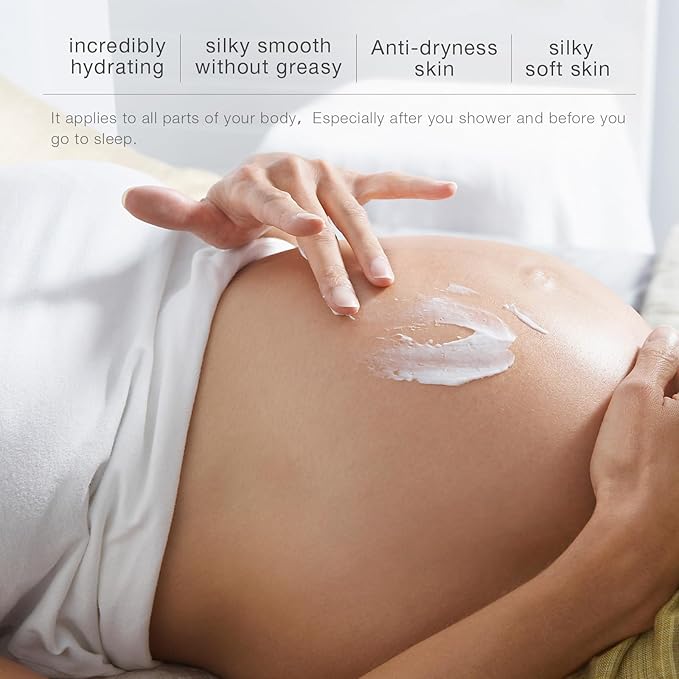 Body Lotion with Folic Acid,Stretch marks cream,Hyaluronic acid body lotion,Shea butter,Skin Firms, Smooth, unscented cream,sensitive skin, Moisturizing Dry Skin (6.7oz)-GlimoraGlow