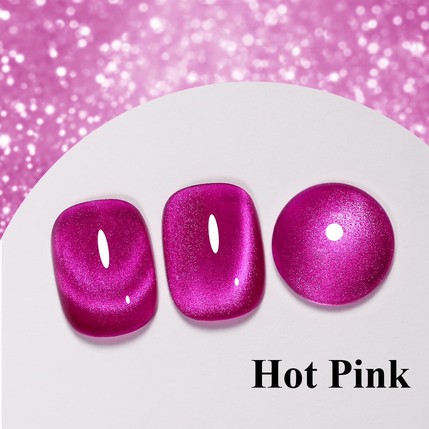 Imtiti Cat Eye Gel Nail Polish, Hot Pink Holographic Magnetic Crystal Nail Gel Polish With Magnet Glittery Galaxy Spring Summer Kit Soak Off UV Led 10ML-GlimoraGlow