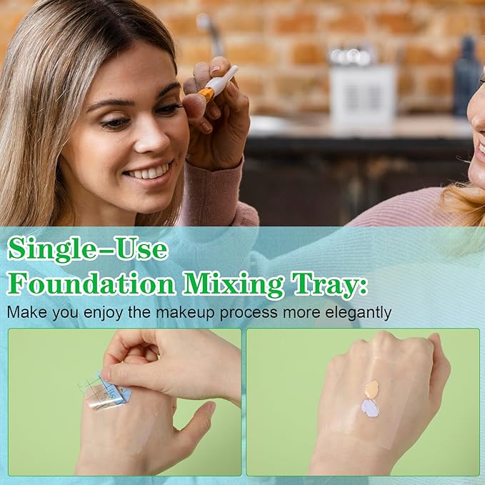 100 Pieces Makeup Hand Palette Single Use Makeup Mixing Palette Professional Makeup Artist Must Haves Disposable Transparent Waterproof Cosmetic Tray Adhesive Tape for Women and Girls-GlimoraGlow