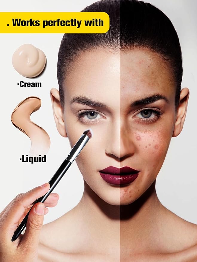 EIGSHOW Concealer Brush Under Eye, Small Triangle Brushes for Precise Coverage Dark Circles Blemishes Acne, Blending Cream and Liquid (F658)-GlimoraGlow