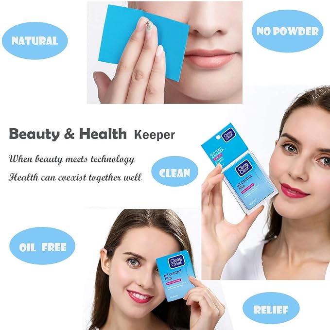 Premium Oil Control Film,Same Series with Clean&Clear Oil Absorbing Sheets,180Sheets/3Pack Larger Oil Blotting Sheets for Face,Makeup Friendly High-performance Handy Face Blotting Paper for Oily Skin-GlimoraGlow