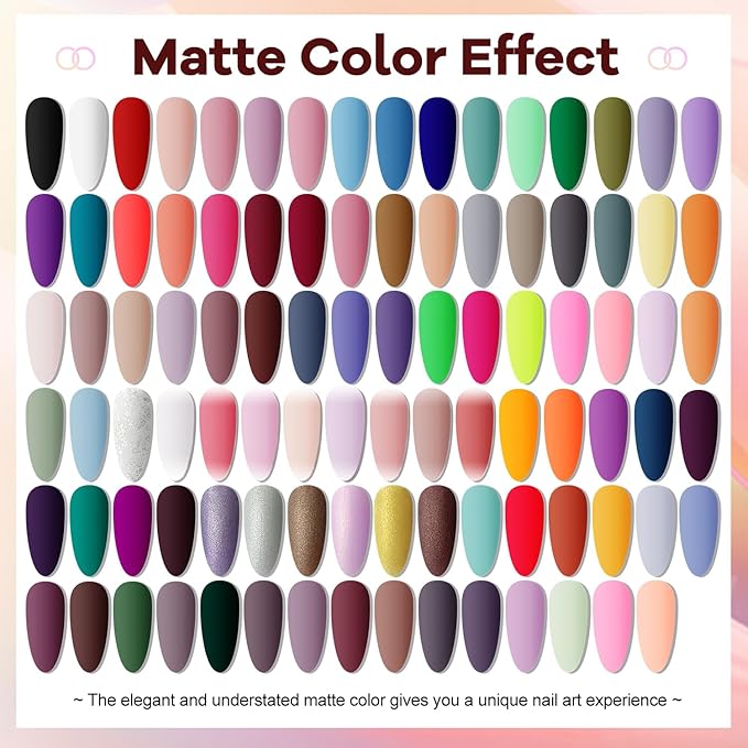 JODSONE 100 Bottles of Gel Nail Polish Kit with U V Led Light 95 Multiple Glossy Glitter Colors Mint Green Light Pink Nail Gel Base Coat Glossy and Matte Top Coat Gel Polish Kit-GlimoraGlow