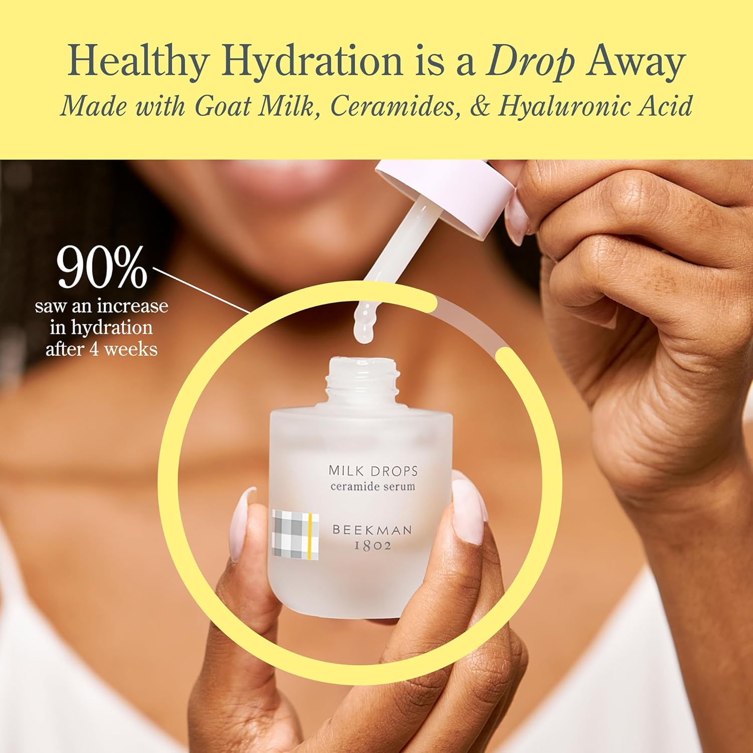 Beekman 1802 Milk Drops Ceramide Facial Serum - Squalane Oil, Hyaluronic Acid & Goat Milk Face Moisturizer - Boosts Skin Radiance & Hydrates Deeply - Fragrance Free, Cruelty Free-GlimoraGlow