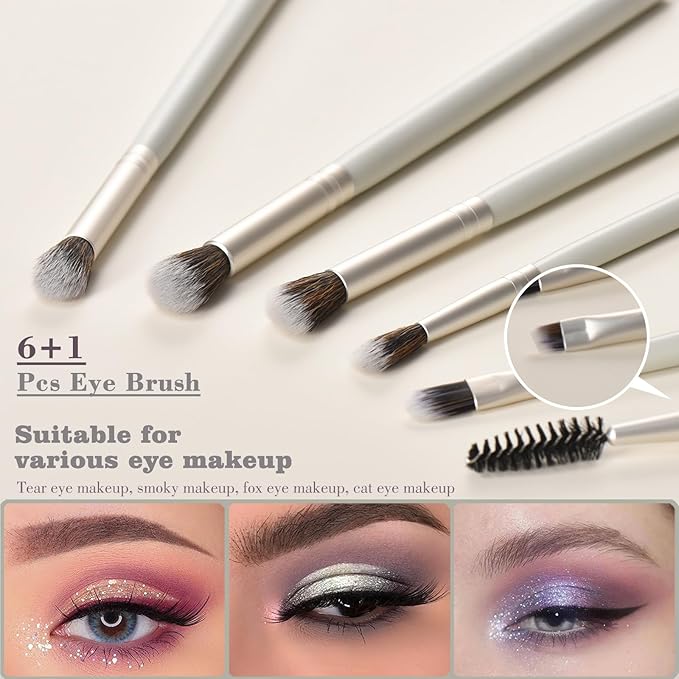 10 Piece Makeup Brushes - Grayish Green Wooden Handle with Soft Synthetic Bristles,for Face & Eye Makeup|Professional Makeup Brushes set for Women & Girls|-GlimoraGlow