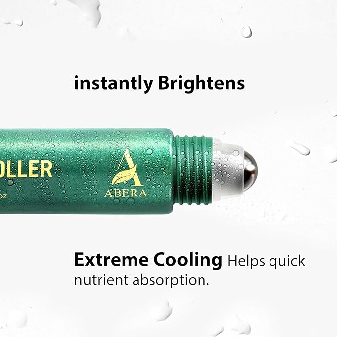 Abera Eye Roller Serum with Mint Essence, Vitamin C and Peptides - Energizing Serum for Dark Circles and Puffiness, Fine Lines Serum, 0.34 fl oz-GlimoraGlow