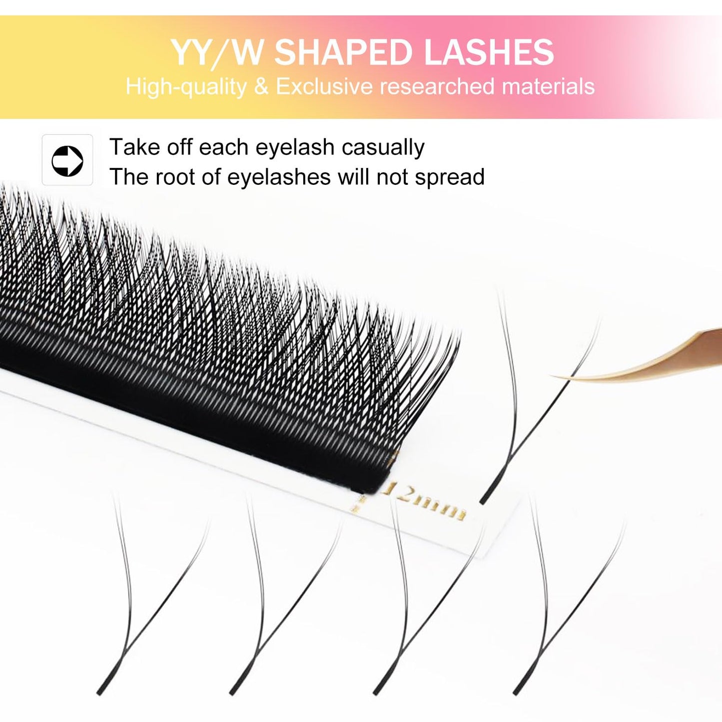YY Lash Extensions Supplies Y Eyelash Extensions 0.05mm Thickness D Curl 10mm Premade Fans 4D Russian Volume Matte Black 12 Rows Crisscross Eye Lashes(YY-0.05-D,10mm)-GlimoraGlow