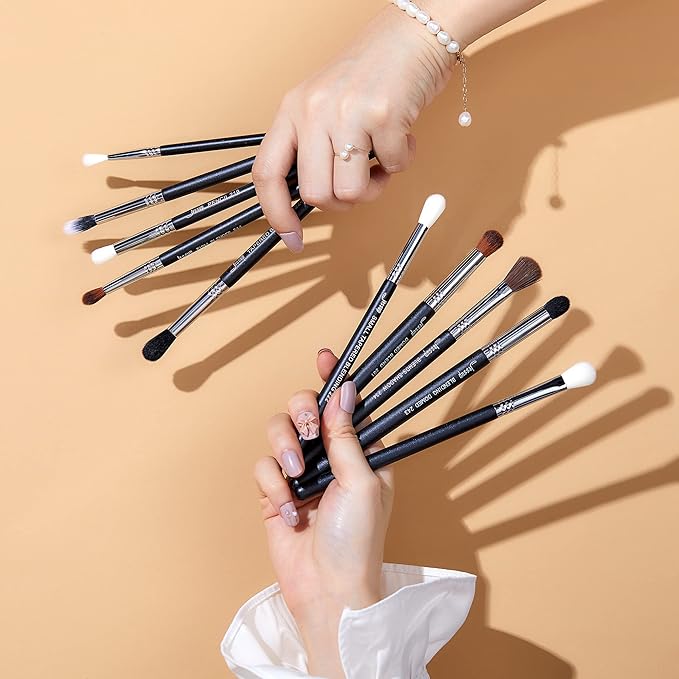 Jessup Eyeshadow Brush Set Professional Eye Blending Brushes for Lid Small Fluffy Soft Eye Brushes 10pcs, T331-GlimoraGlow