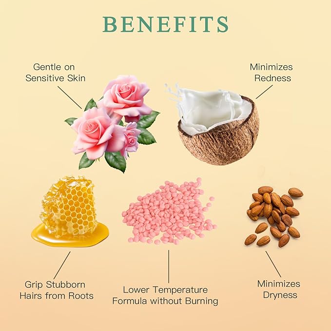 1.3Lb/21oz Hard Wax Beads for Hair Removal, Bouvetean Wax Beans for Bikini, Eyebrow, Face, Legs, Full Body Sensitive Skin Waxing with 10pcs Wax Spatulas (Pack of 6)-GlimoraGlow