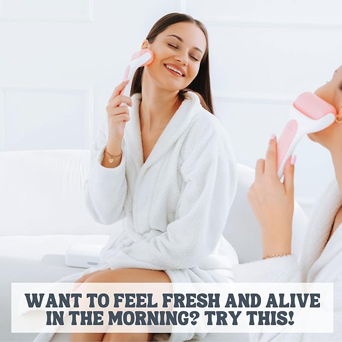 Ice Roller for Face Premium Facial Ice Roller with Carry Case and 2X Rollers for Long Lasting Cold - Eye Roller for Puffy Eyes & Cold Massage for Migraines (Pink (with case))-GlimoraGlow