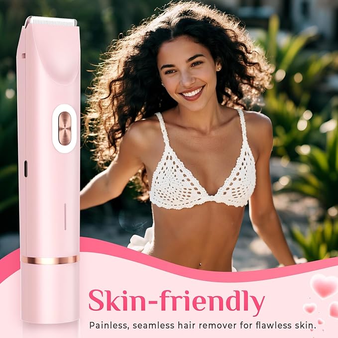 2025 New 2-in-1 Electric Bikini Trimmer for Women - Dual Head Electric Razor,Waterproof Painless Bikini Shaver, Pubic Hair Trimmer for Private Area & Body Hair, Pink-GlimoraGlow