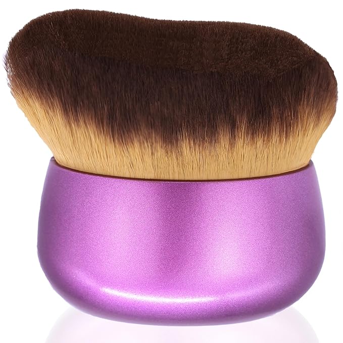 Extra Large Body Makeup Brush For Self Tanner, Leg Makeup &Bronzer Blend,75 mm Wide-headed Kabuki Brush Provides More Even &Pretty Application, Sunscreen Face& Back Makeup Brush, Wet&Dry Use- Purple-GlimoraGlow