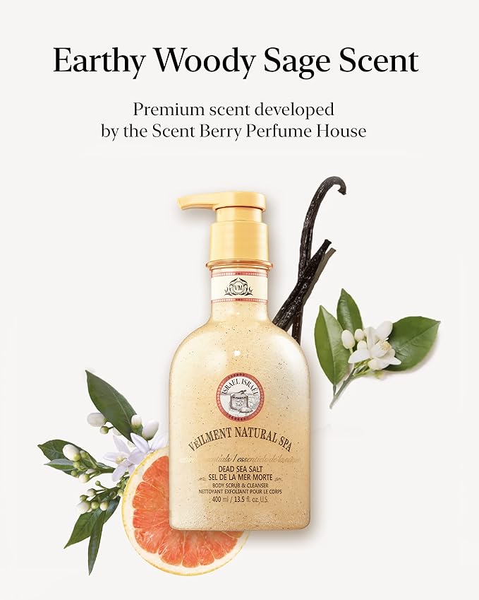 NATURAL SPA DEAD SEA SALT 2-in-1 BODY WASH & BODY SCRUB(13.53fl.oz) - Natural Exfoliating Salt Scrub for Deep Cleansing - Effective on Scars & Wrinkles - Moisturize Skin Polishes-GlimoraGlow