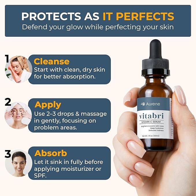 Vitabri Vitamin C Serum for Face – Brightening & Anti-Aging Formula with Vitamin C, Ferulic Acid & Botanicals – Hydrating Serum for Dark Spots, Tone & Fine Lines – 1 Fl Oz-GlimoraGlow