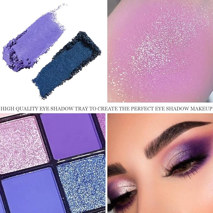 16 Colors Blue Pink Champange Matte Shimmer Eyeshadow Palette for Eye Makeup,High Pigmented Brown Eye Shadow Primers Powder Palet de sombras de ojos-GlimoraGlow