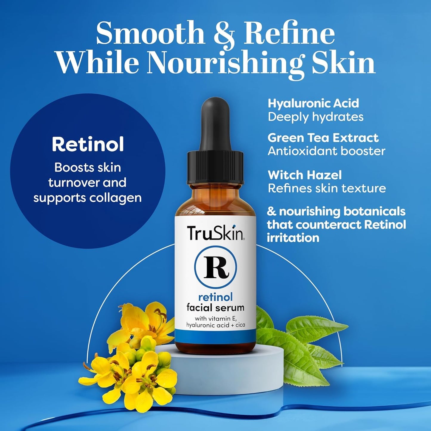 TruSkin Retinol Serum for Face – Gentle Anti-Aging Serum with Retinol, Hyaluronic Acid, and Vitamin E for a More Youthful Feel – Skin Care Made to Improve Look of Fine Lines, Wrinkles, 2 fl oz-GlimoraGlow