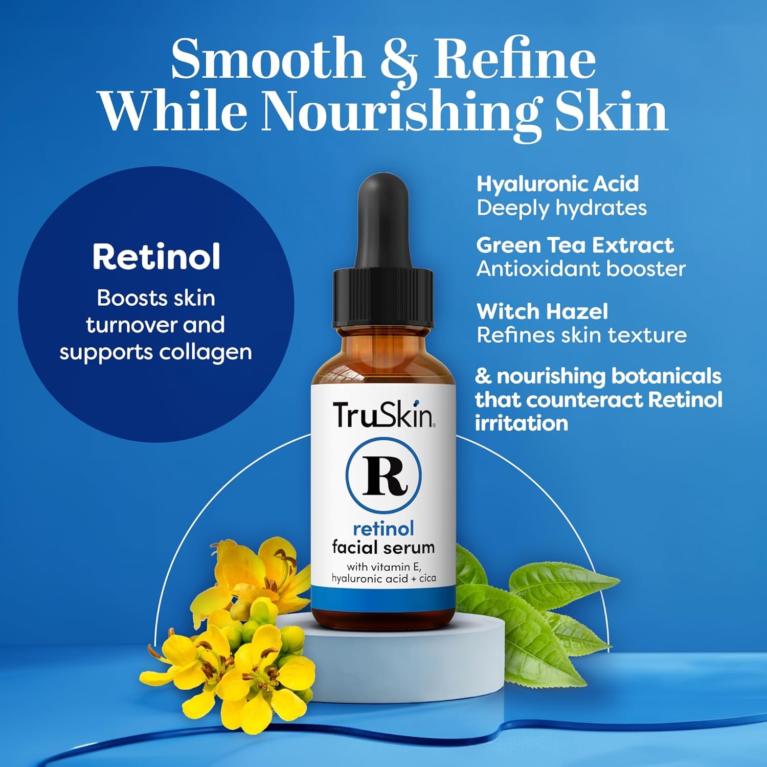 TruSkin Retinol Serum for Face – Gentle Anti-Aging Serum with Retinol, Hyaluronic Acid, and Vitamin E for a More Youthful Feel – Skin Care Made to Improve Look of Fine Lines, Wrinkles, 2 fl oz-GlimoraGlow