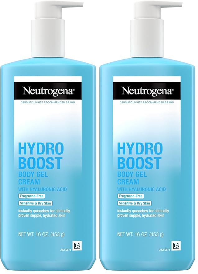 Neutrogena Hydro Boost Body Moisturizing Gel Cream with Hyaluronic Acid, Non-Greasy & Fast Absorbing, Lightweight Hydrating Body Lotion for Normal to Dry Skin, Fragrance-Free, 16 oz (Pack of 2)-GlimoraGlow