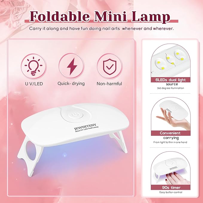 JEWHITENY 14 PCS Poly Nail Gel Kit Poly Extension Gel Kit Starter Kit With Slip Solution Professional Extension Set With LED Lamp Nail Art Design Beginner All In One-GlimoraGlow