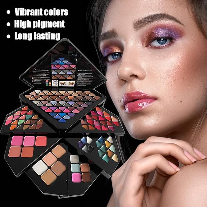 130 Color All In One Makeup Gift Set for Women Professional Makeup Kit Include 80 Eyeshadow, 20 Lipstick,15 Eyebrow Gel,5 Blusher,5 Contour & 5 Conclealer Makeup Palette Kit-GlimoraGlow
