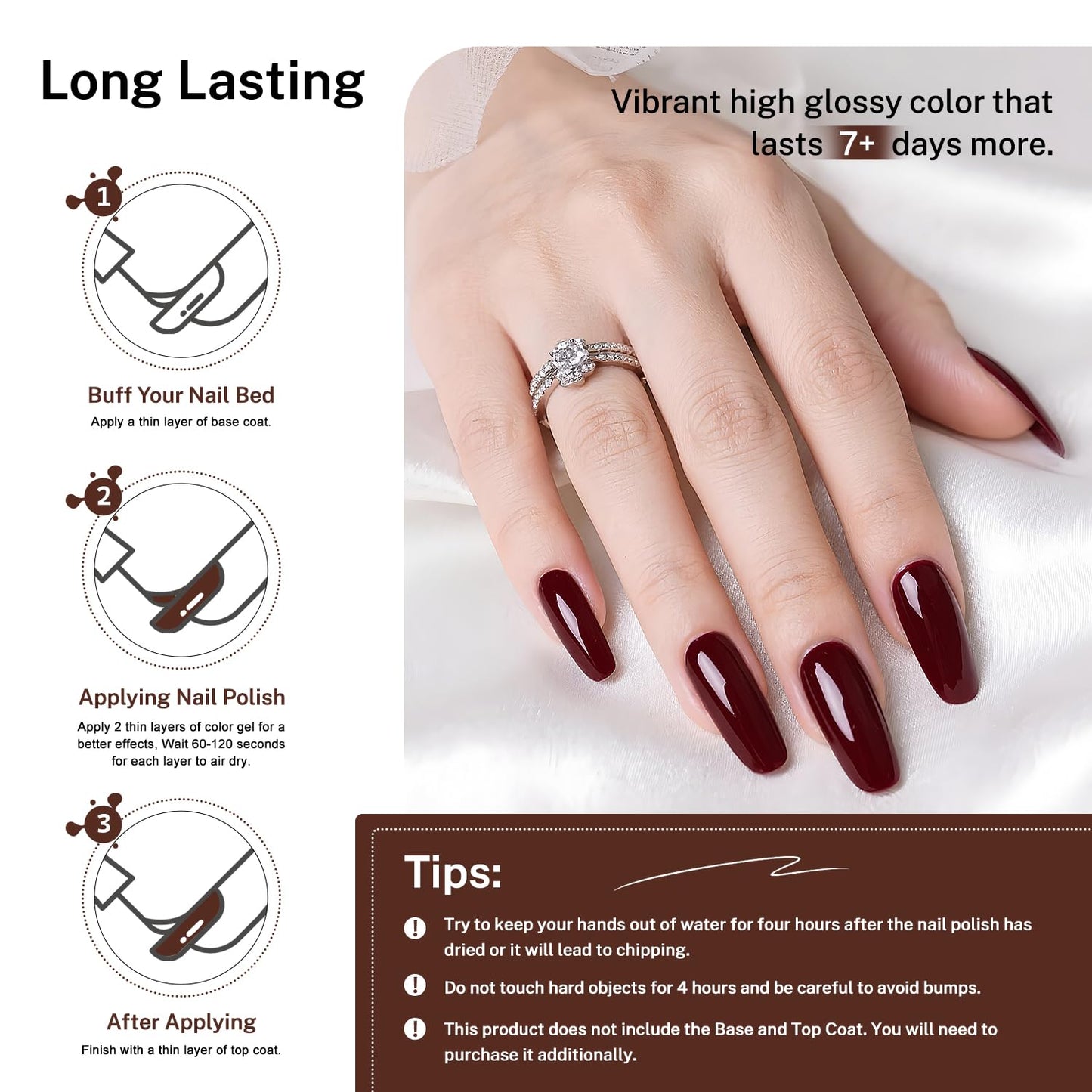 16.5ml Brown Nail Polish Large Volume Quick Drying Nail Polish, Fast Drying and Long Lasting Color Nail Art DIY Home Manicure Gift for Women-GlimoraGlow