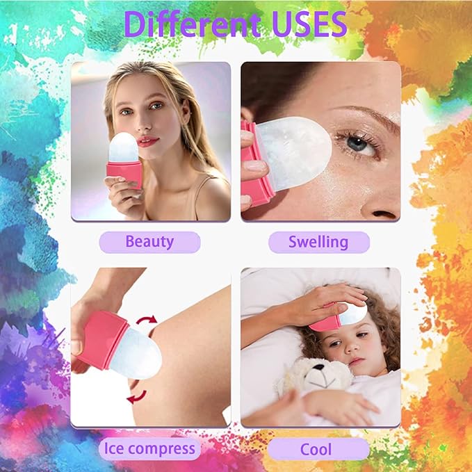 Ice Roller for Face and Eye, Ice face roller,Gua Sha Facial Tools, Facial ice roller, Skin Care Tools,Ice mold for face… (purple-face)-GlimoraGlow