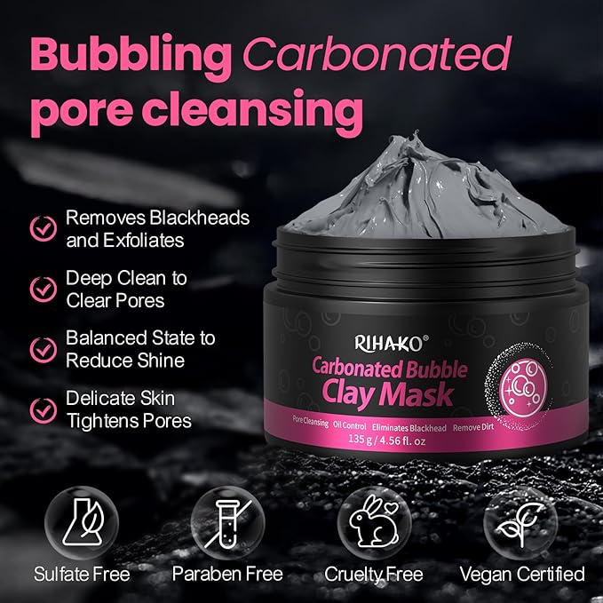 Carbonated Bubble Clay Mask -Exfoliation Face Mask | Detoxing Clay Mask for Blackhead Removal,Dull Skin,Skincare Facial Mask for Controlling Oil and Refining Pores,Mothers Day Gifts for Wife-GlimoraGlow