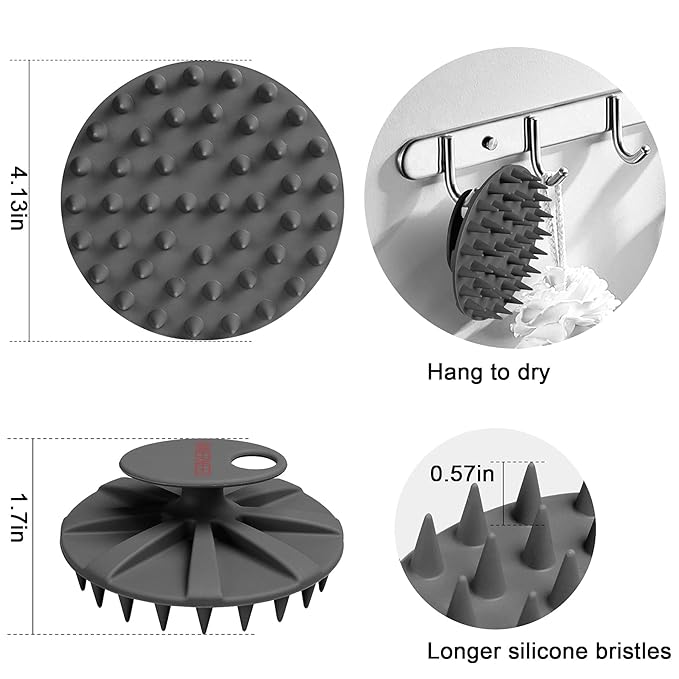 INNERNEED Scalp Massager Shampoo Brush, Wet & Dry Manual Scalp Care Head Scrubber Hair Washing, Soft Silicone Bristles, for Hair Growth, Dandruff Removal (Black+Pink)-GlimoraGlow