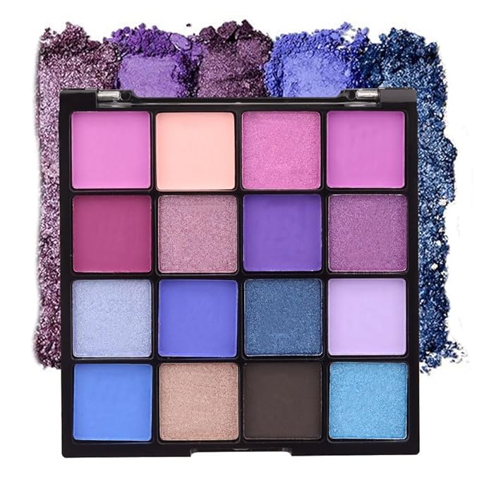 16 Colors Blue Pink Champange Matte Shimmer Eyeshadow Palette for Eye Makeup,High Pigmented Brown Eye Shadow Primers Powder Palet de sombras de ojos-GlimoraGlow
