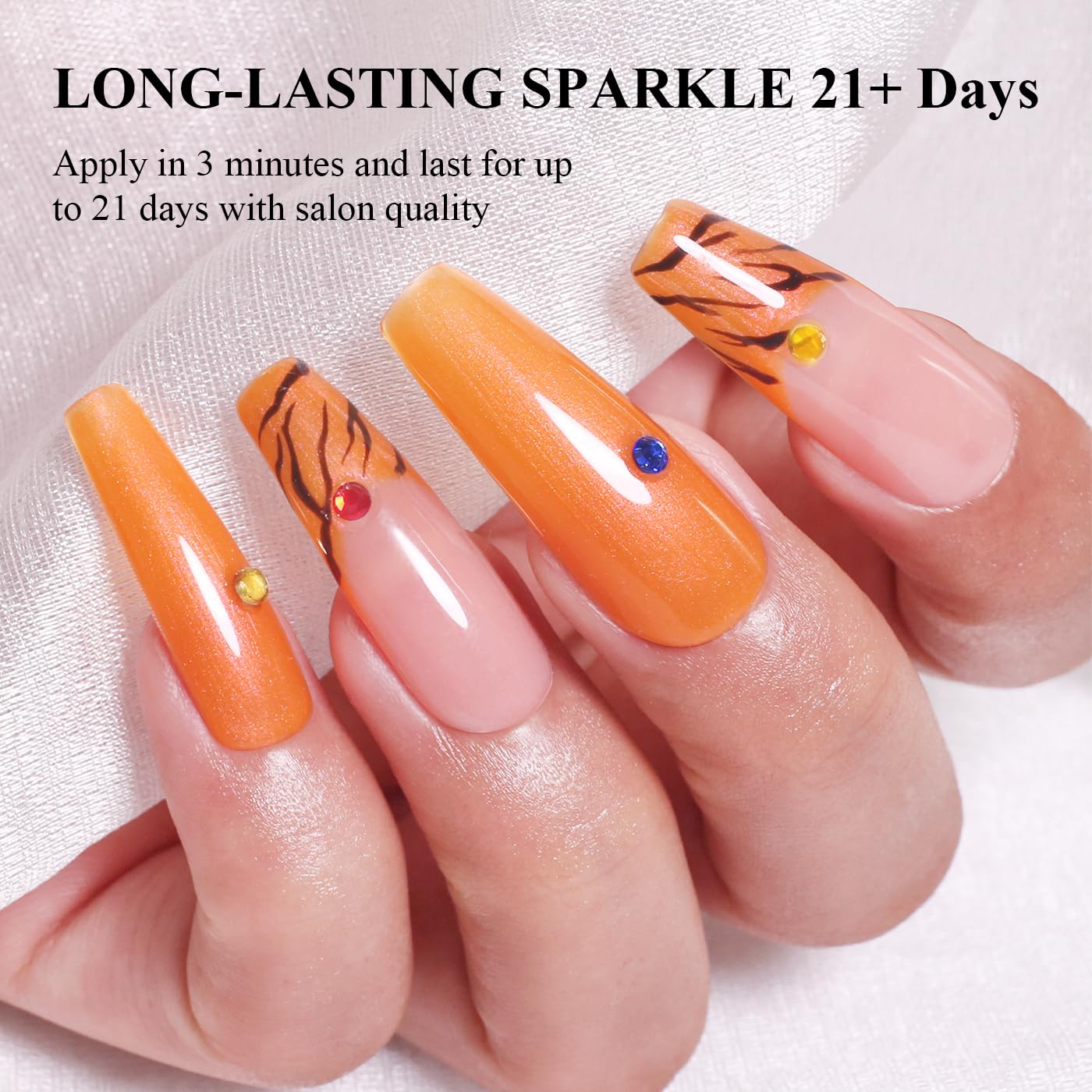 Imtiti Glitter Gel Nail Polish, Bright Orange Pearl Glitter Nail Gel Polish Diamond Shimmer Sparkle Soak Off UV LED Spring Summer Manicure 10ML-GlimoraGlow