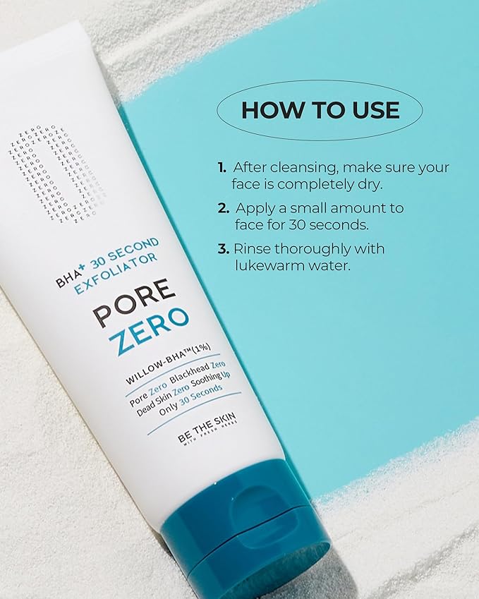BHA+ Pore Zero 30 Second Exfoliator - Pore Erasing Face Peeling Gel with Salicylic Acid, Aloe Vera - Removes Dead Skin & Sebum - Glass Clear Skin, Korean Skincare, 3.38oz.-GlimoraGlow