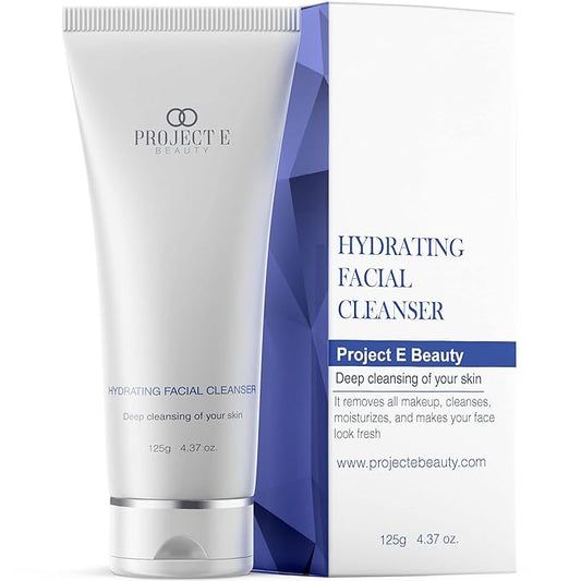Project E Beauty Hydrating Facial Cleanser Gentle Cleansing | Removes Dirt, Oil & Makeup | Moisturizes & Hydrates | Brightens Complexion | Non-Foaming Formula | For All Skin Types | 125g-GlimoraGlow