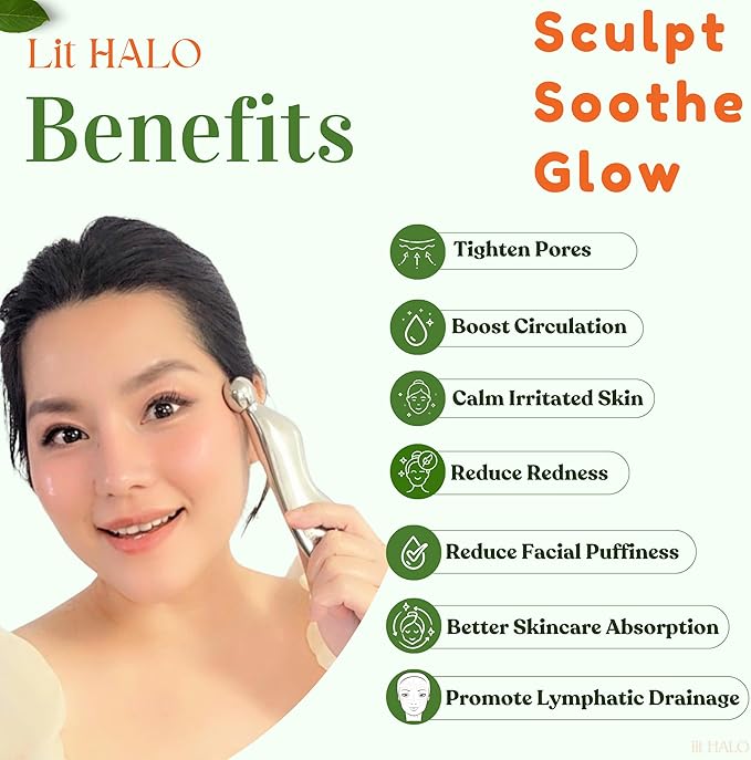 4-in-1 Gua Sha Massager: Stainless Steel Cryo Gua Sha Facial Tools for Face, Neck, Body – Lymphatic Drainage Massager, Facial Roller, Reduce Puffiness, Improve Circulation Beauty Tools-GlimoraGlow