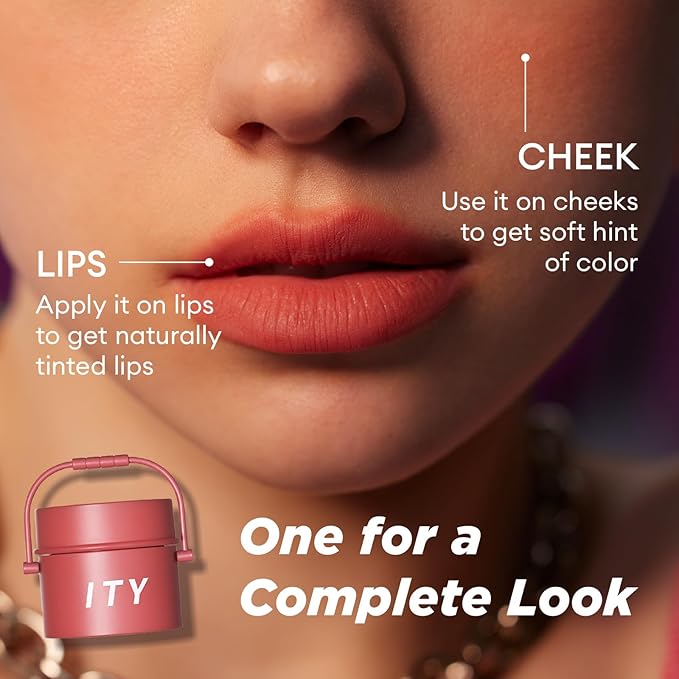 ITY Velvet Matte Finish Lip Stain-Mousse Textured Pudding Pot Lip Clay with Brush, Nude Shade, Dual-Use as Lipstick and Blush, Conceals Lip Lines, Rich Pigment, 0.21 oz (6g) in Sandalwood Rose-GlimoraGlow