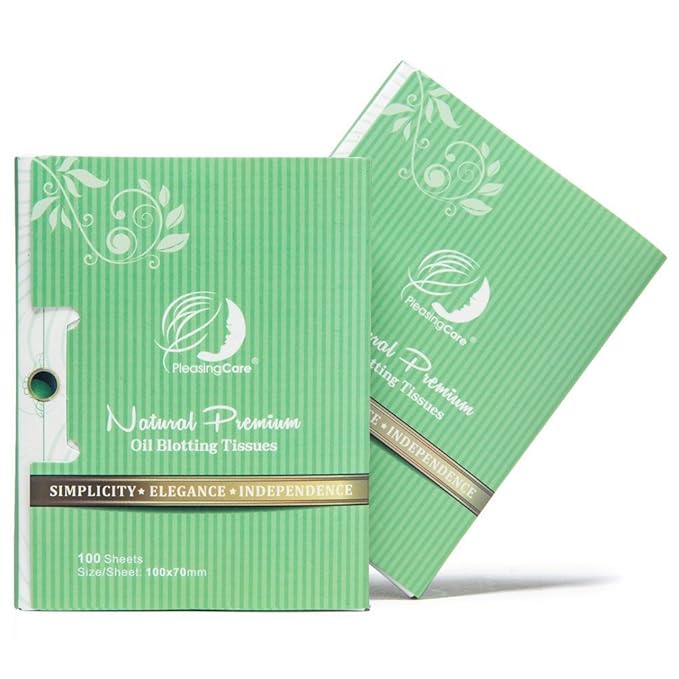 Natural Green Tea Oil Absorbing Tissues - 200 Counts in 2 Pack, Premium Face Oil Blotting Paper - Take 1 Piece Each Time Design - Large 10CM Oil Absorbing Sheets, No Waste and Easy to Carry in Pocket!-GlimoraGlow