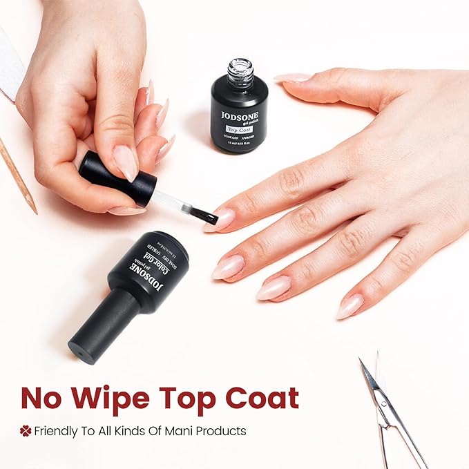 JODSONE 15ML Top Coat Gel Polish High Gloss Shine Finish Long Lasting Gel Nail Polish Professional Manicure Home DIY No Wipe-GlimoraGlow
