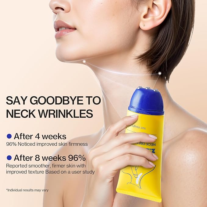 Z:SEA Neck Firming Cream with Roller - Anti-Aging Treatment, Hydrating & Tightening with Collagen, Vitamin C, Hyaluronic Acid, Reduces Wrinkles, Lifts & Firms Skin for Youthful Look, 5.29 fl oz-GlimoraGlow