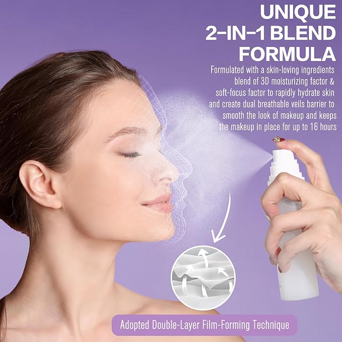 UCANBE Dewy Setting Spray for Makeup, Long Lasting Hydrating Make Up Finishing Spray for Face, Micro-Fine Mist Fixing Spray for Dewy Glow Finish, Lightweight & Waterproof for up to 16 Hours Wear-GlimoraGlow
