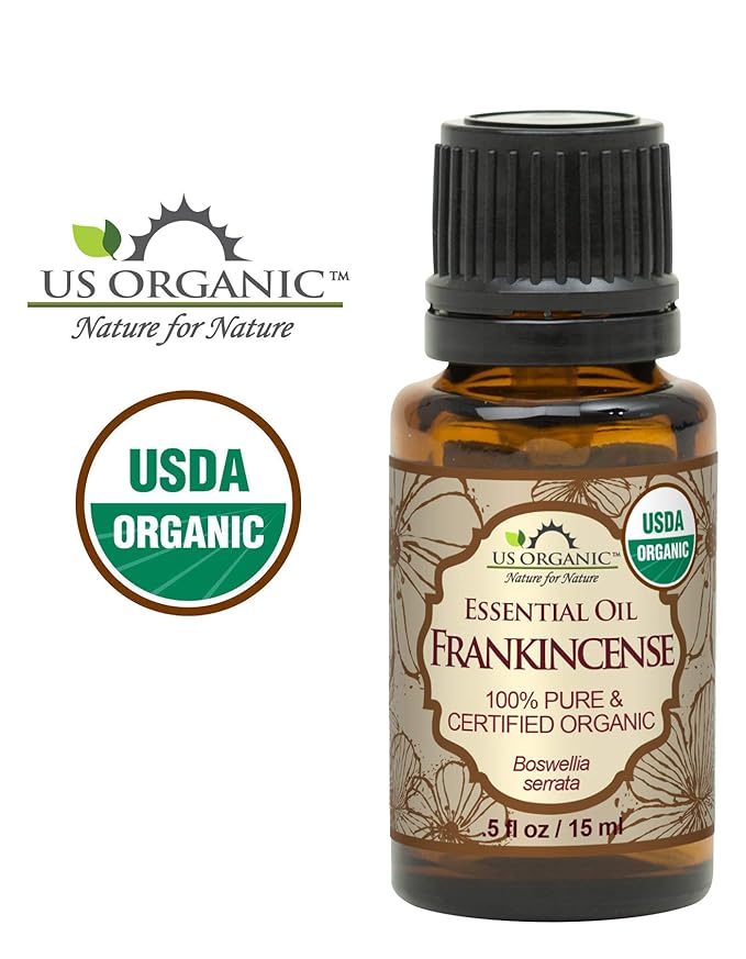 US Organic 100% Pure Frankincense Essential Oil, USDA Certified Organic, Steam Distilled, Boswellia serrata, Sourced from India, Topically or in Diffuser, Perfect for Aging or All Skin Type (15 ml)-GlimoraGlow